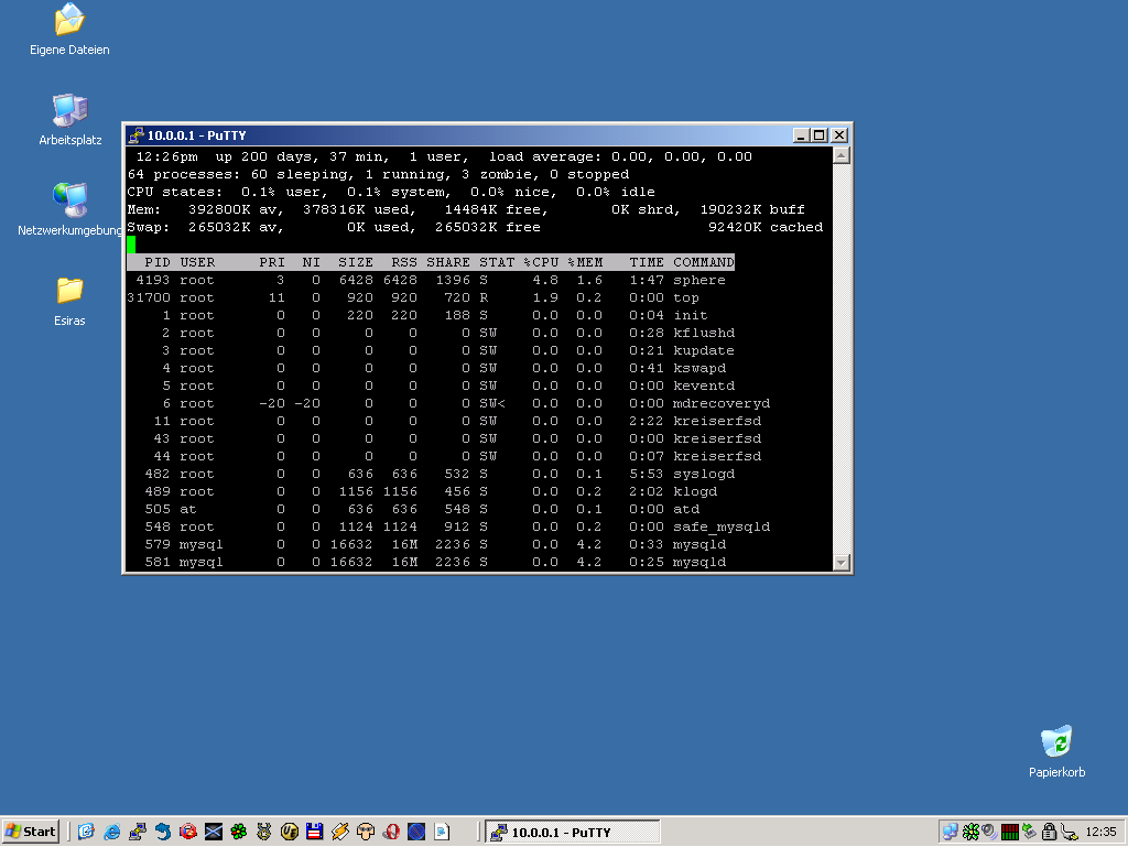 Bild von 200 Tagen Uptime
